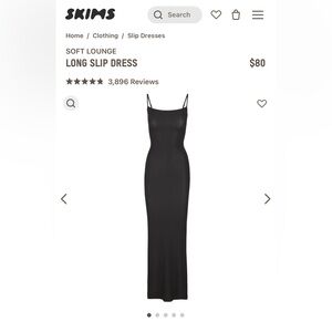Skims Soft Lounge Long Slip Dress in black shimmer